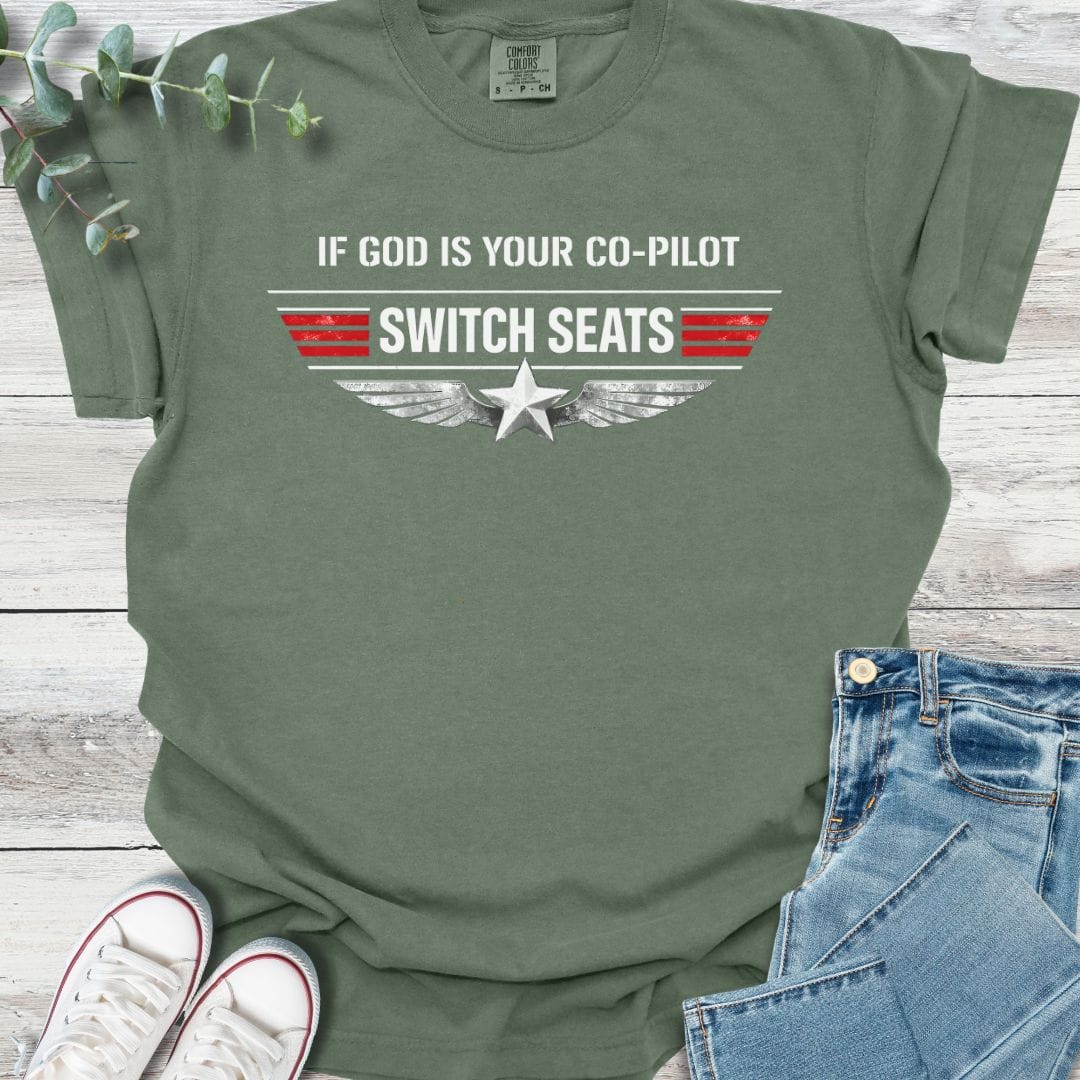 Co-Pilot T-shirt in Moss - Christian graphic tee