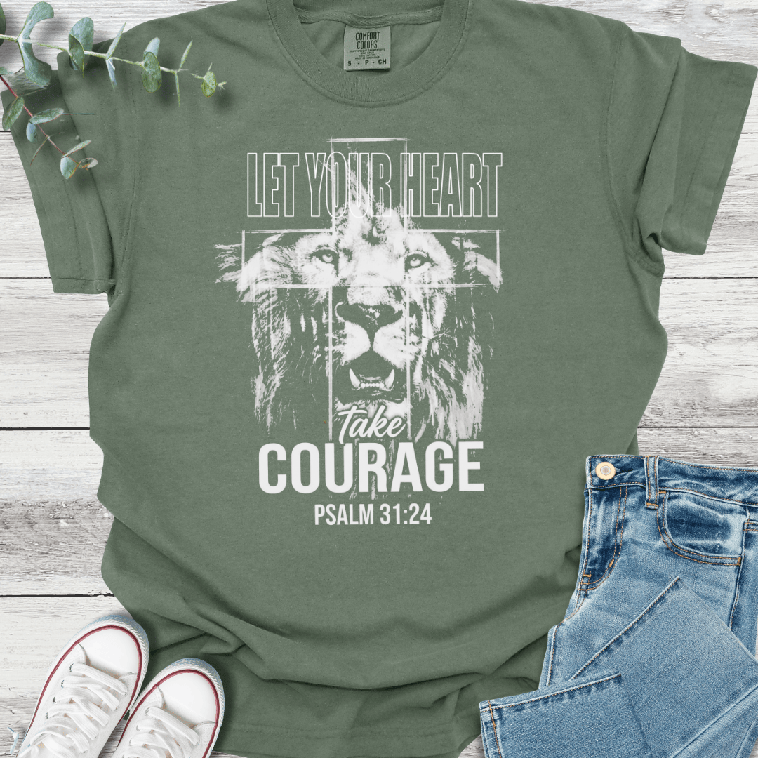 Courageous Heart T-shirt in Moss - Christian graphic tee