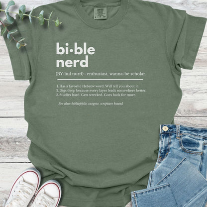 Bible Nerd Definition T-shirt in Moss - Christian graphic tee