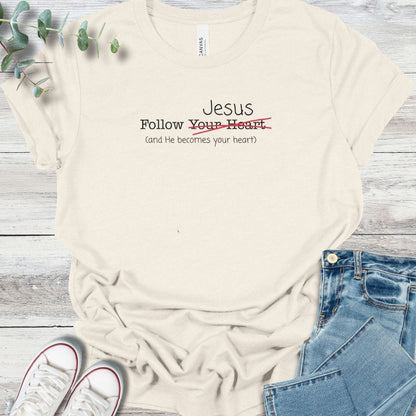 Follow T-Shirt in Natural - Christian graphic tee