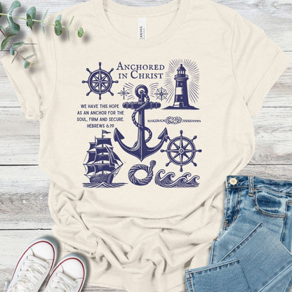 Anchored T-Shirt in Natural - Christian graphic tee