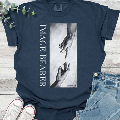 In His Image T-Shirt in Navy - Christian graphic tee