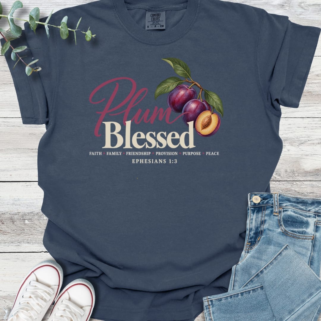 Plum Blessed T-Shirt - Christian graphic tee