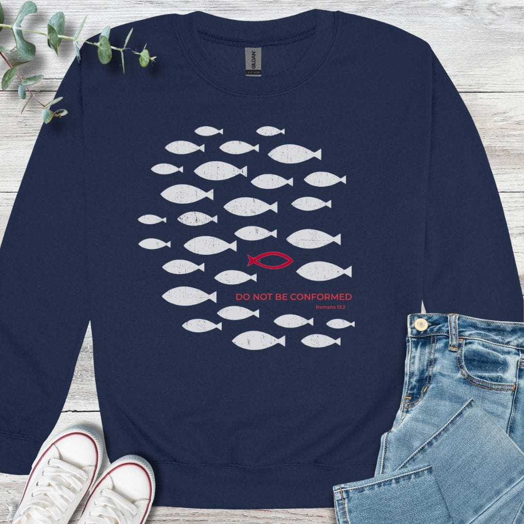 Not Conformed Sweatshirt in Navy - Christian graphic sweatshirt