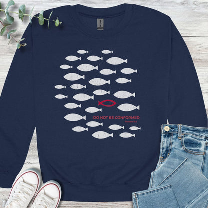 Not Conformed Sweatshirt in Navy - Christian graphic sweatshirt