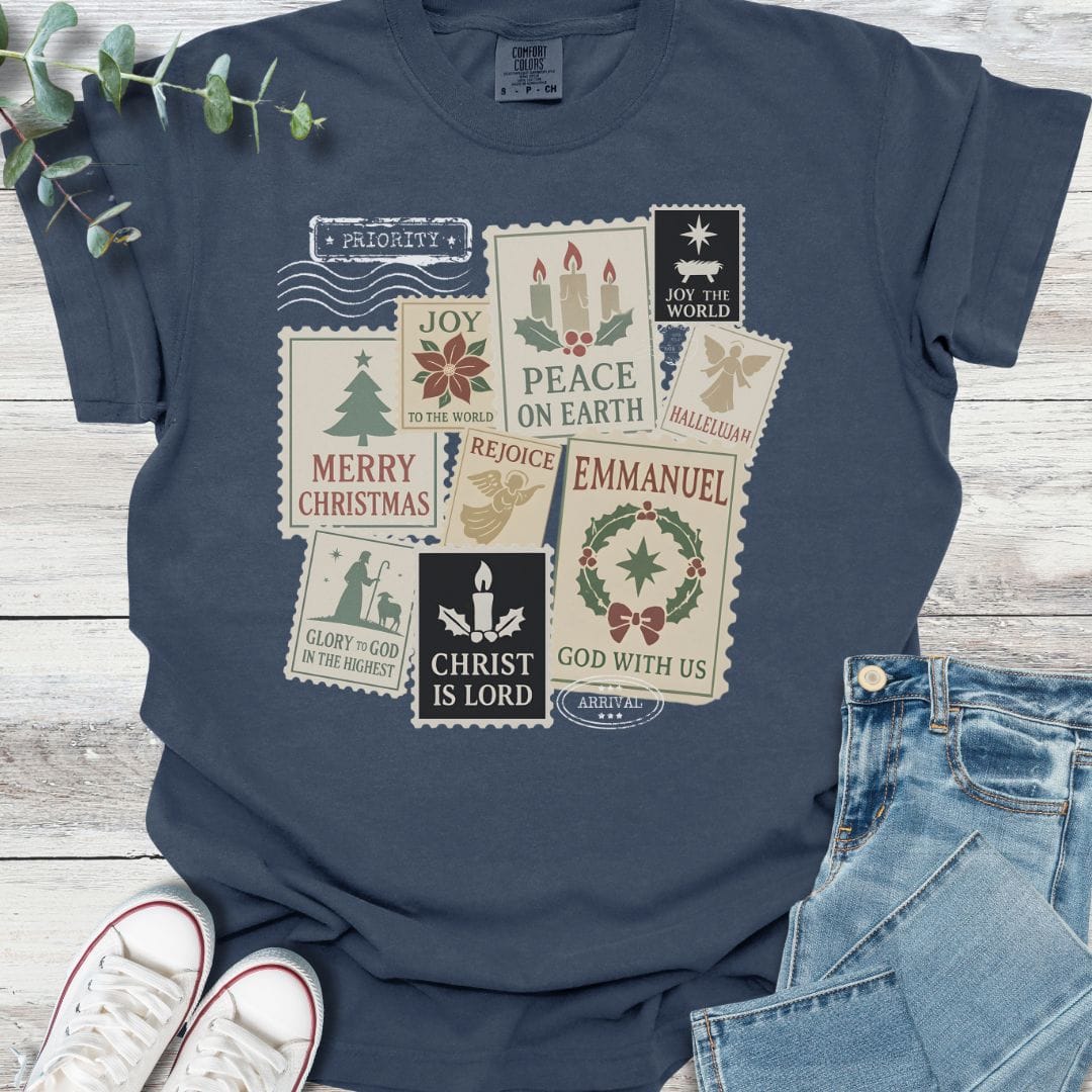 Christmas Stamps T-shirt - Christian graphic tee
