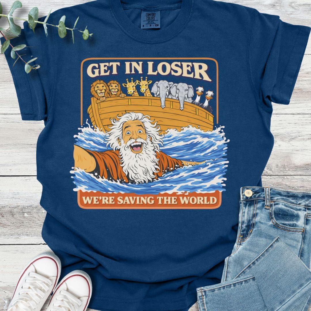 Flood Day T-shirt in Navy - Christian graphic tee