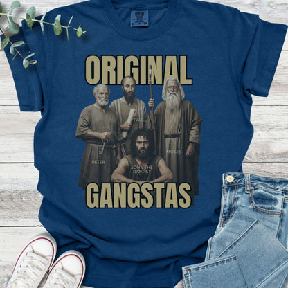 God's Original Gangstas T-Shirt in Navy - Christian graphic tee