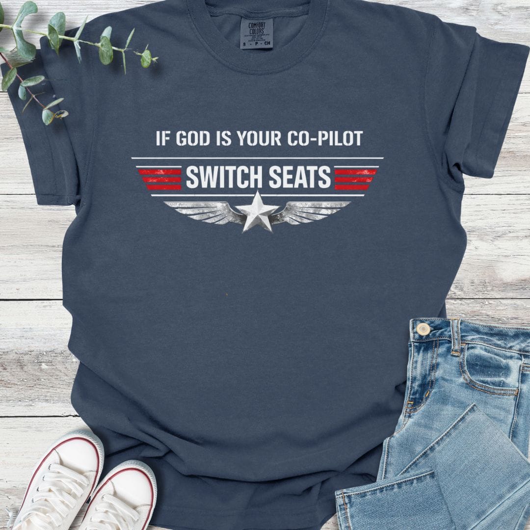 Co-Pilot T-shirt in Navy - Christian graphic tee