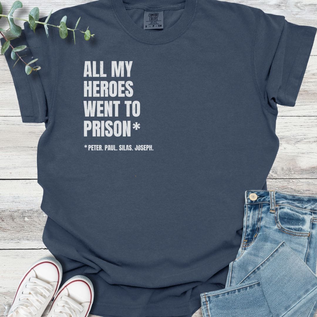 Heroes T-shirt in Navy - Christian graphic tee