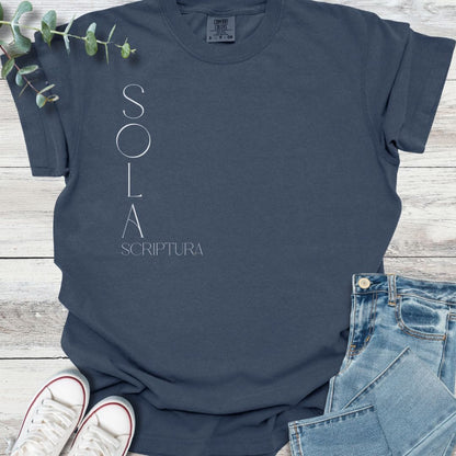 Sola Scriptura T-shirt in Navy - Christian graphic tee