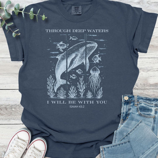 Deep Waters T-shirt in Navy - Christian graphic tee