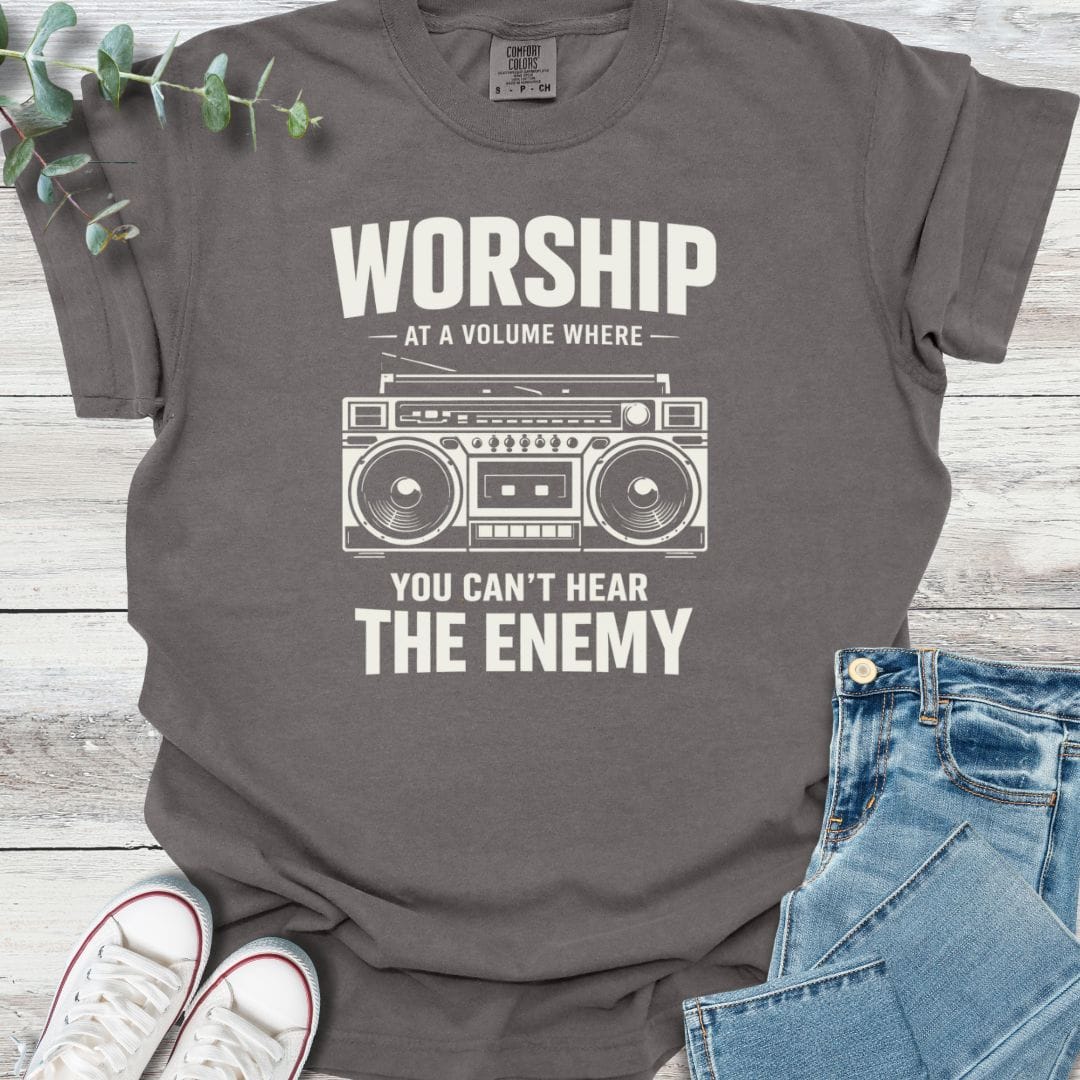 Worship Loud T-Shirt in Pepper - Christian graphic tee