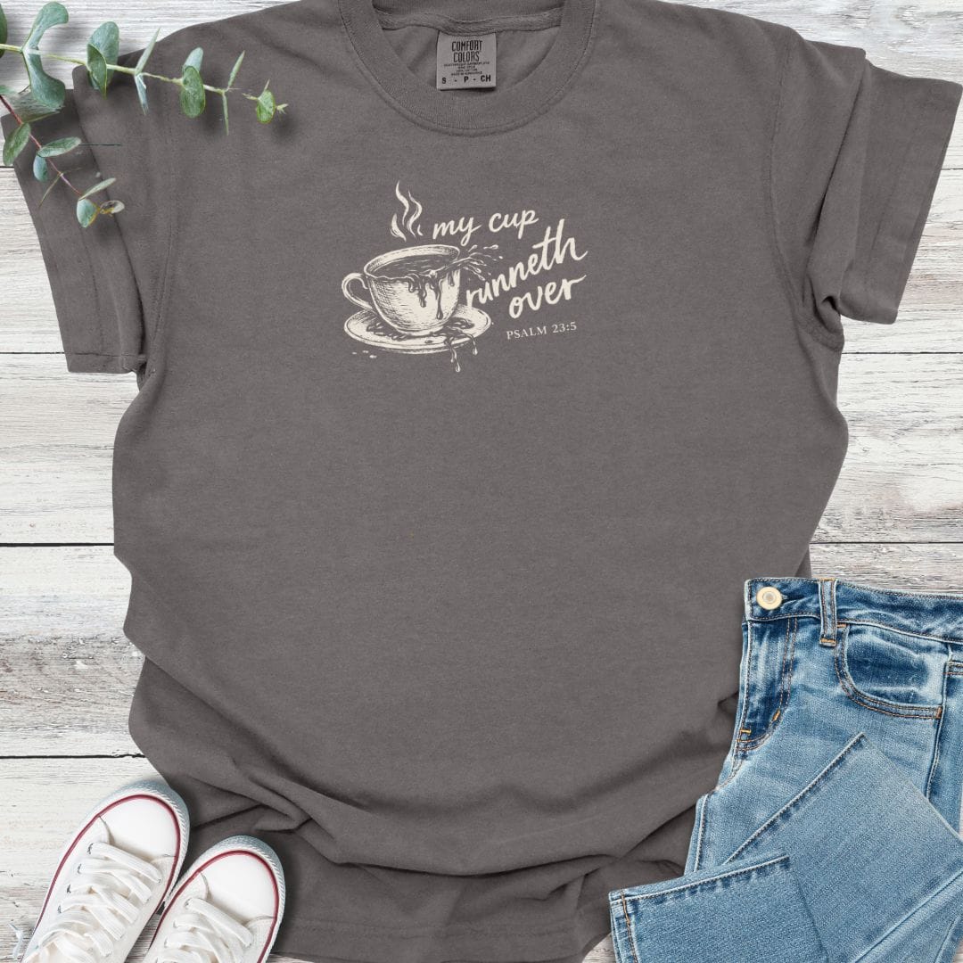 Runneth Over T-shirt in Pepper - Christian graphic tee