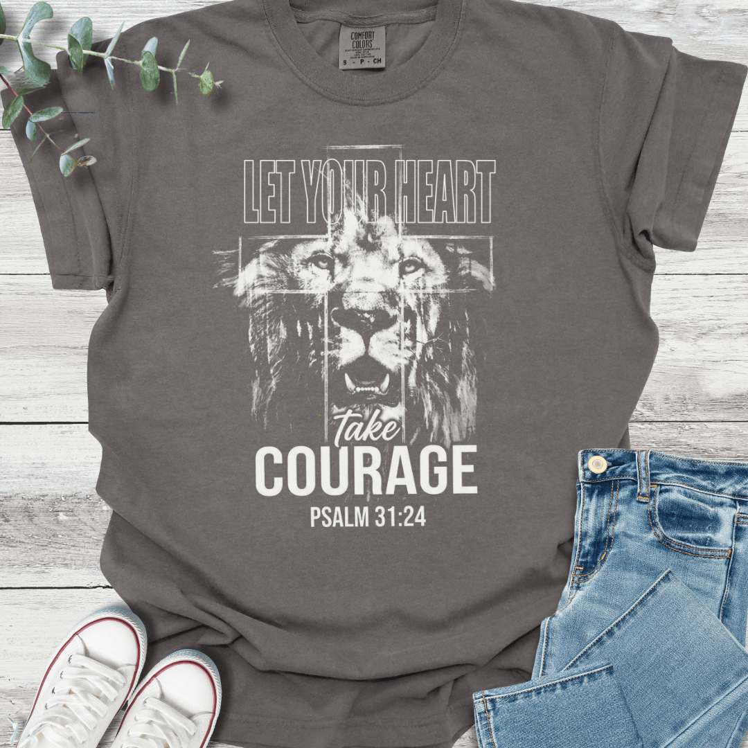 Courageous Heart T-shirt in Pepper - Christian graphic tee