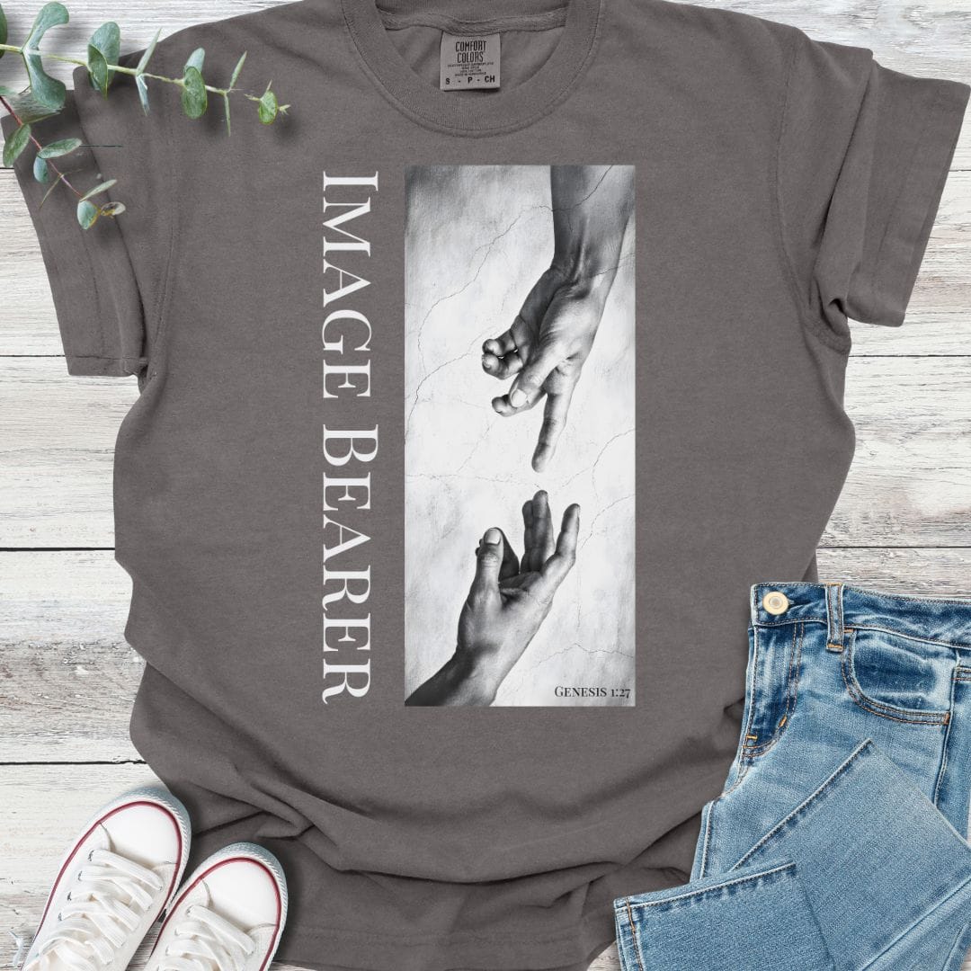 In His Image T-Shirt in Pepper - Christian graphic tee