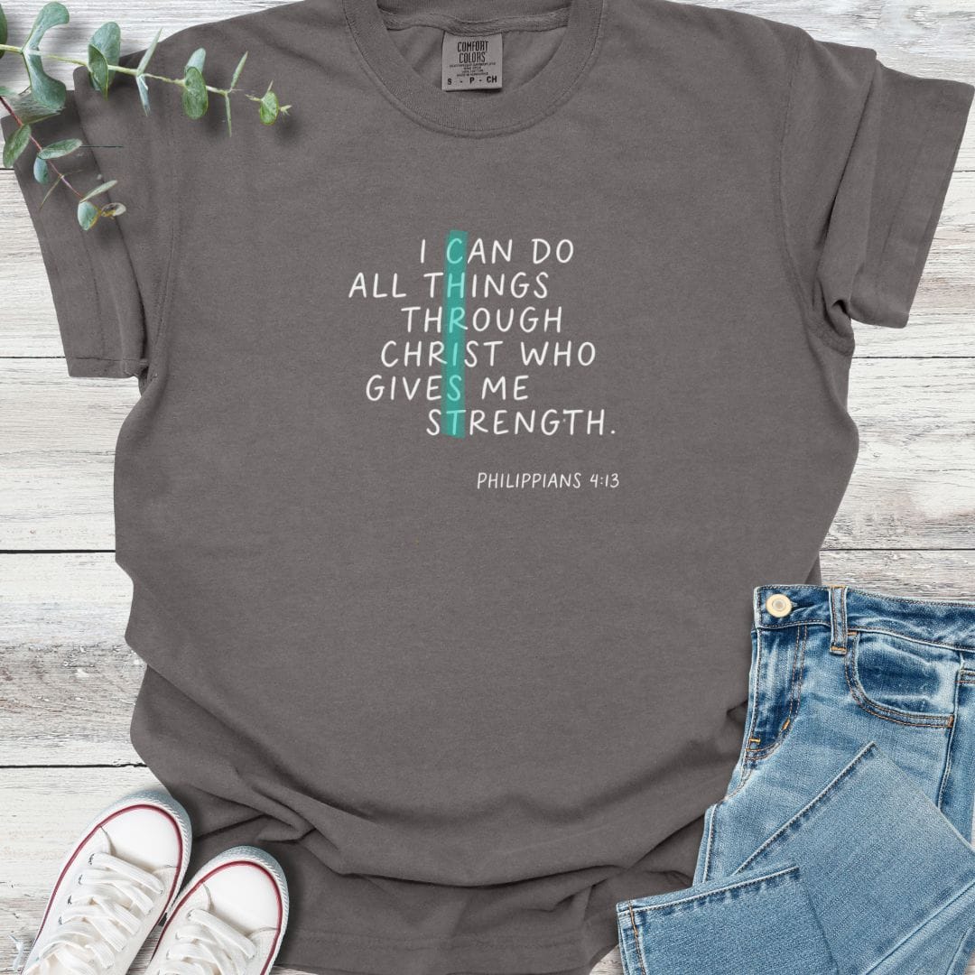 Philippians 413 T-shirt in Pepper - Christian graphic tee