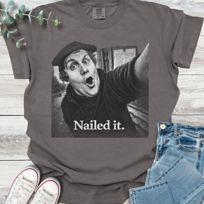 Nailed It T-shirt in Pepper - Christian graphic tee
