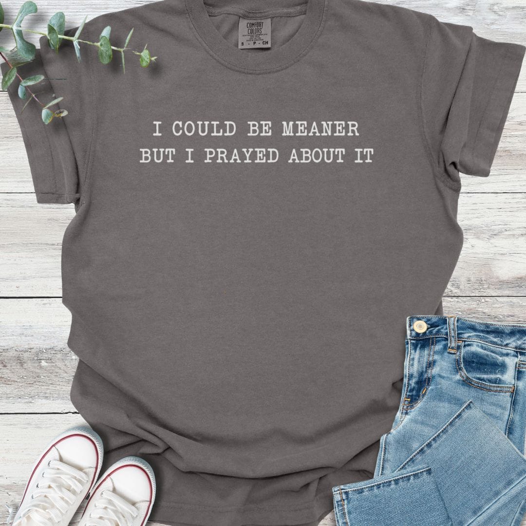Prayed About It T-Shirt in Pepper - Christian graphic tee