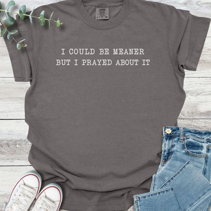 Prayed About It T-Shirt in Pepper - Christian graphic tee