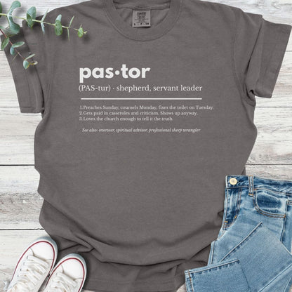 Pastor Definition T-shirt in Pepper - Christian graphic tee