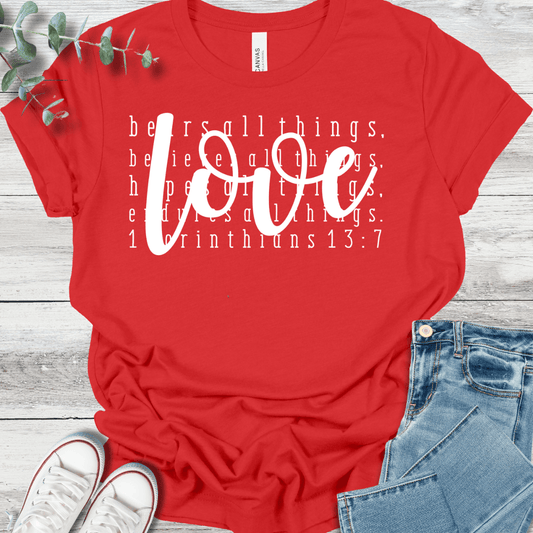 Love Defined T-Shirt in Red - Christian graphic tee