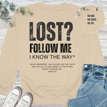 Follow Me Sweatshirt in Sand - Christian graphic sweatshirt