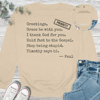 Pure Paul Sweatshirt in Sand - Christian graphic sweatshirt