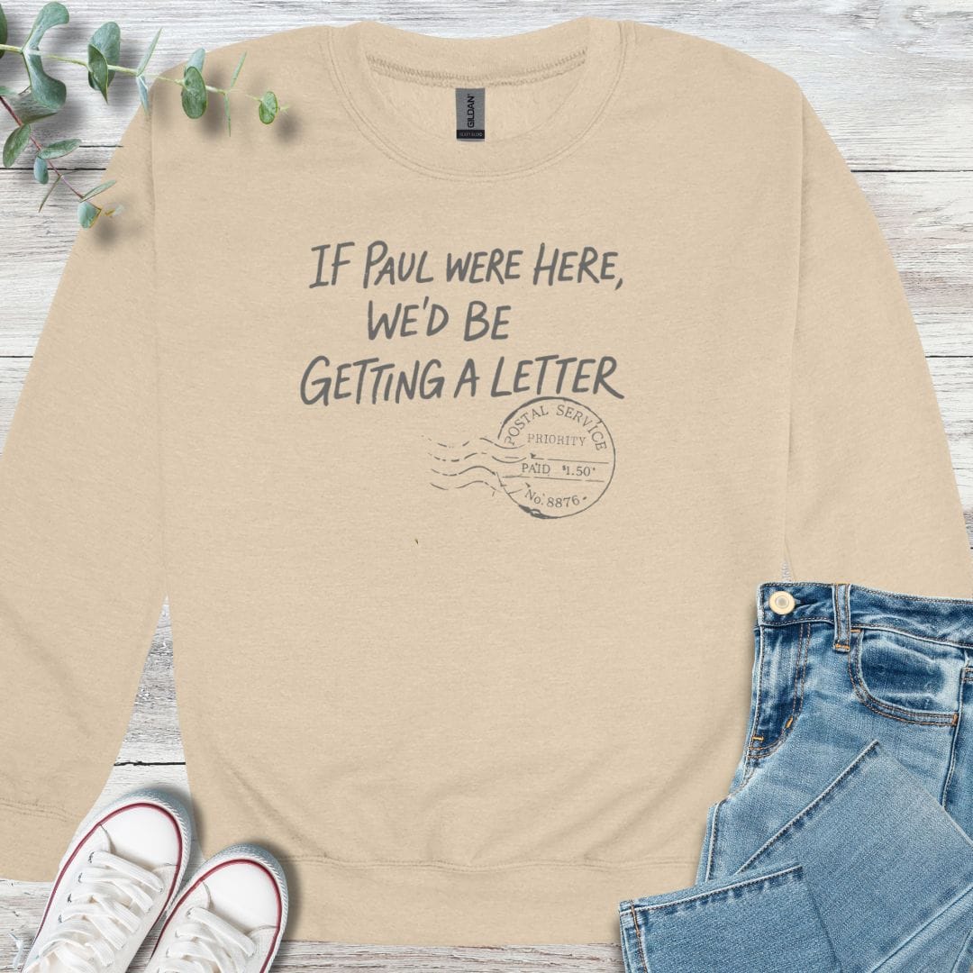 Paul's Letter Sweatshirt in Sand - Christian graphic sweatshirt