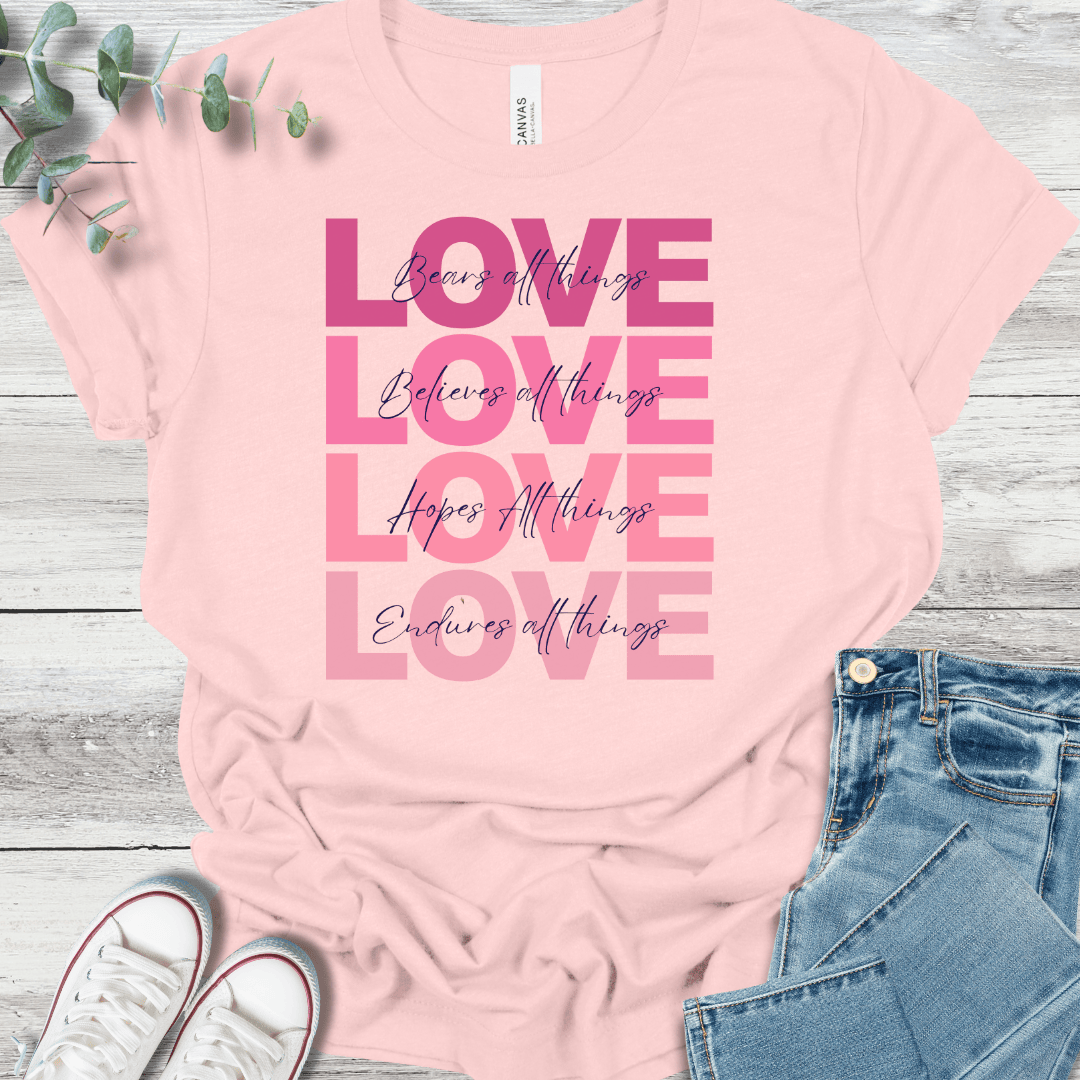 Love In Action T-Shirt in Soft Pink - Christian graphic tee