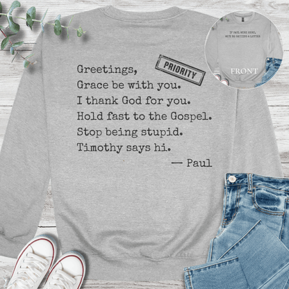 Pure Paul Sweatshirt in Sport Grey - Christian graphic sweatshirt