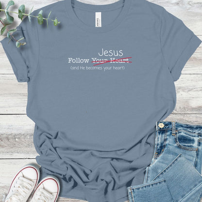 Follow T-Shirt in Steel Blue - Christian graphic tee