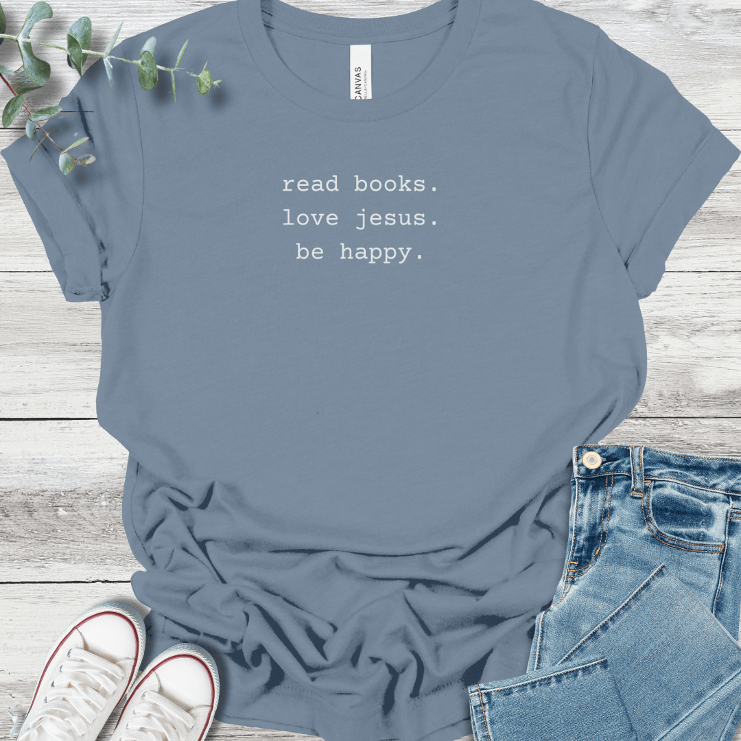 Contentment T-Shirt in Steel Blue - Christian graphic tee