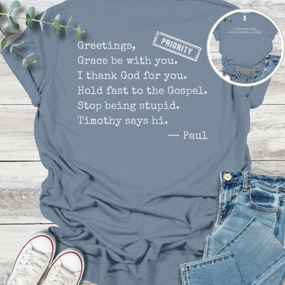 Pure Paul Special Edition T-Shirt in Steel Blue - Christian graphic tee