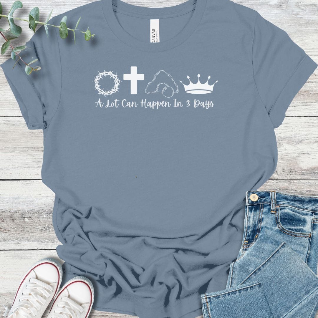 Three Days T-Shirt in Steel Blue - Christian graphic tee