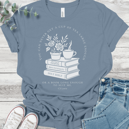 Cup of Theology T-Shirt in Steel Blue - Christian graphic tee