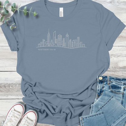 City On A Hill T-Shirt in Steel Blue - Christian graphic tee