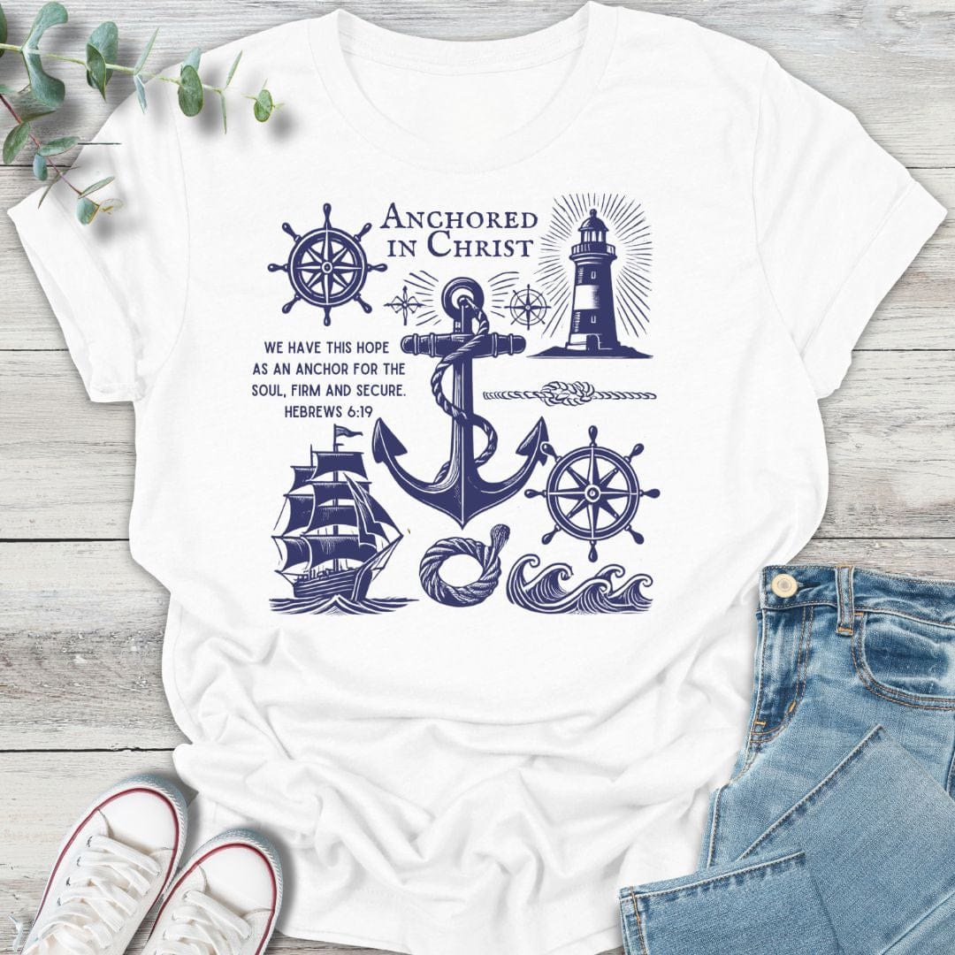Anchored T-Shirt in White - Christian graphic tee