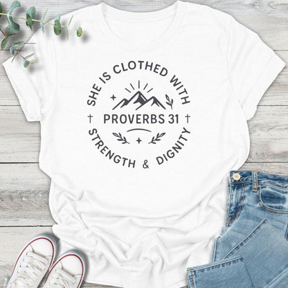 Proverbs 31 T-Shirt in White - Christian graphic tee