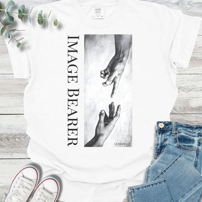 In His Image T-Shirt in White - Christian graphic tee