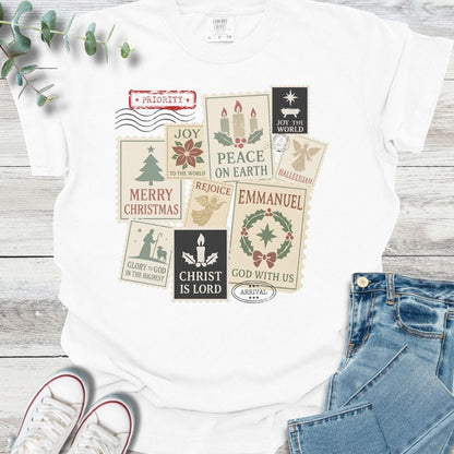 Christmas Stamps T-shirt - Christian graphic tee