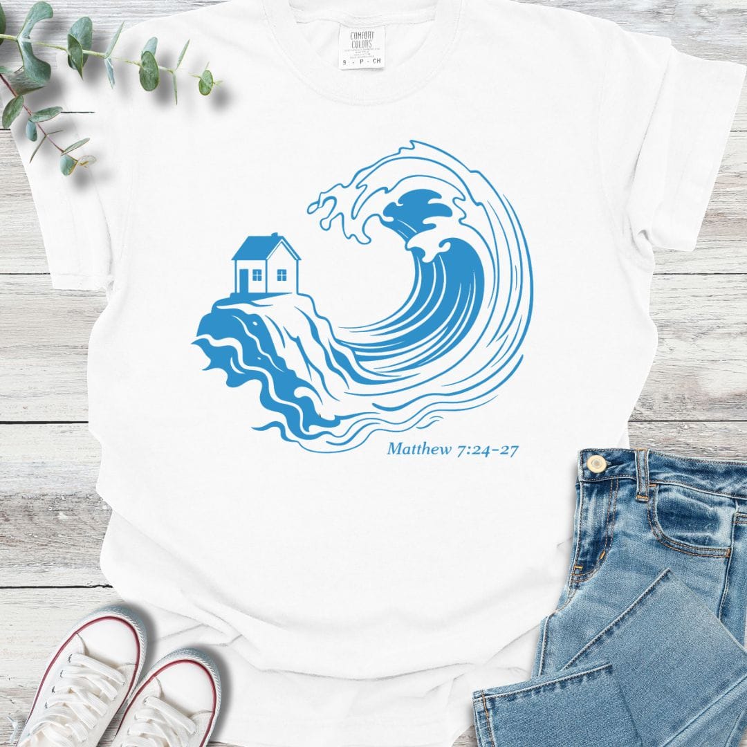 Built On Rock T-shirt in White - Christian graphic tee