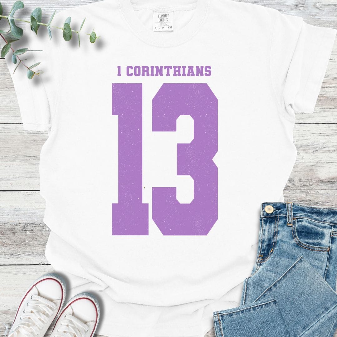1 Corinthians 13 T-shirt in White - Christian graphic tee