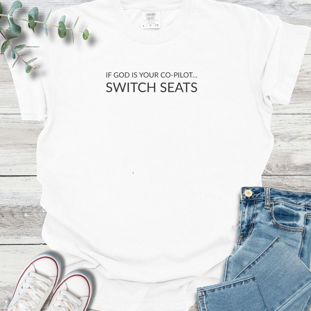 Pilot Seat T-shirt in White - Christian graphic tee