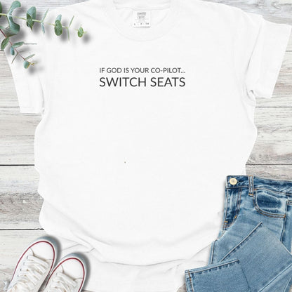 Pilot Seat T-shirt in White - Christian graphic tee