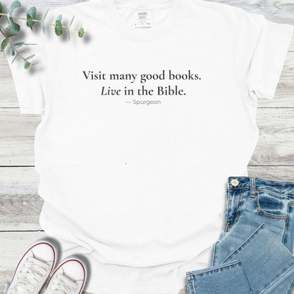 Book Life T-shirt in White - Christian graphic tee
