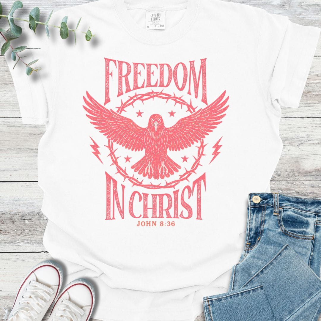 True Freedom T-shirt in White - Christian graphic tee