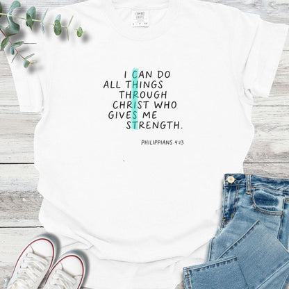 Philippians 413 T-shirt in White - Christian graphic tee