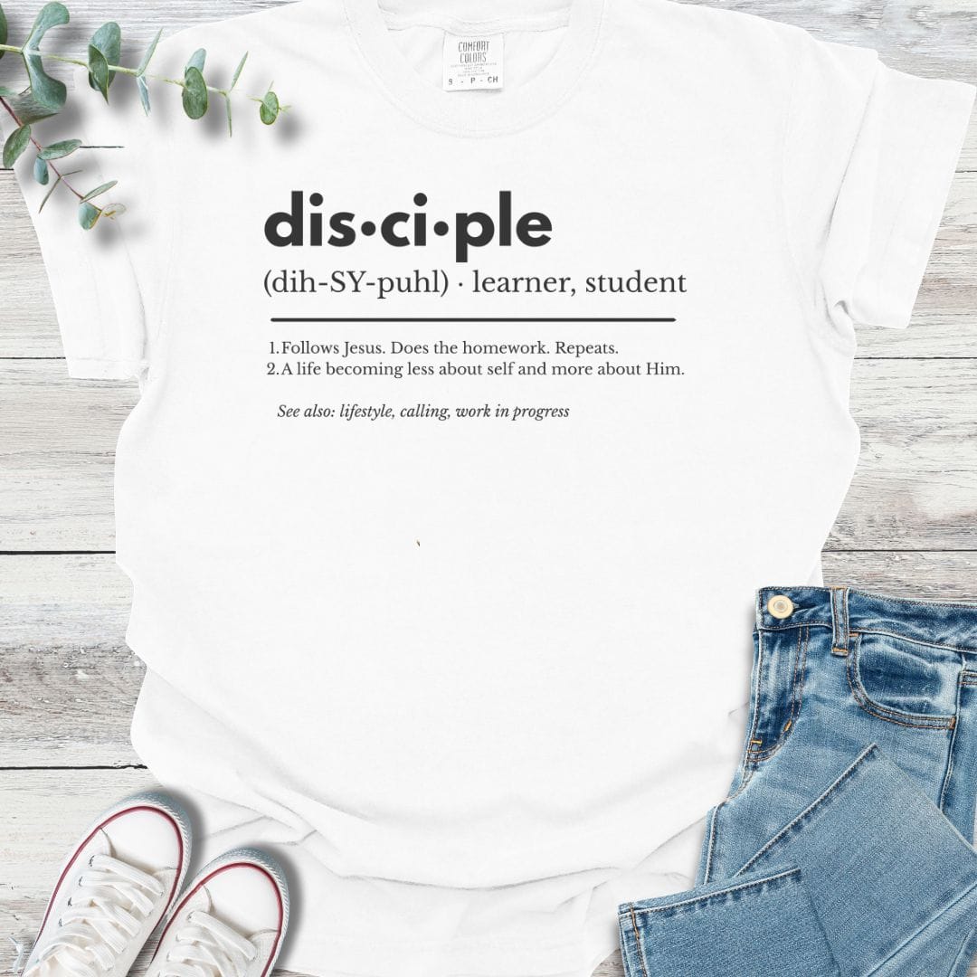 Disciple Definition T-shirt in White - Christian graphic tee