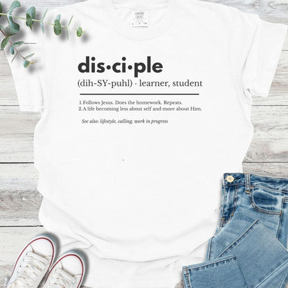 Disciple Definition T-shirt in White - Christian graphic tee